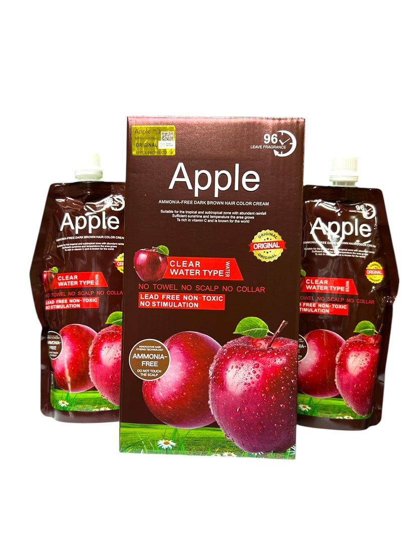 Apple Ammonia Free Brown Hair Color Cream 1000ml - Image 1